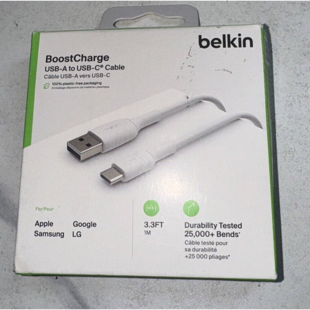Belkin - BoostCharge USB-C to USB-A Cable 3.3ft - White